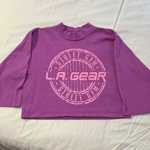 L.A. Gear Purple Cropped 3/4 Sleeve Shirt